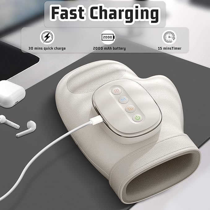 Hand Massager with Heat and Compression Cordless for Arthritis &amp Carpal Tunnel Relief – Longer Battery Life Quieter Operation Enhanced Thumb Massage Ideal for Stress &amp Gifts for Men/Women