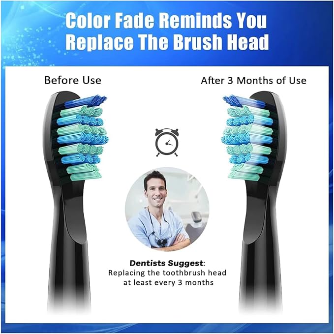 20Pcs Electric Toothbrush Replacement HeadsCompatible for with SG910/507/958/515/949/575/551(10White 10Black)