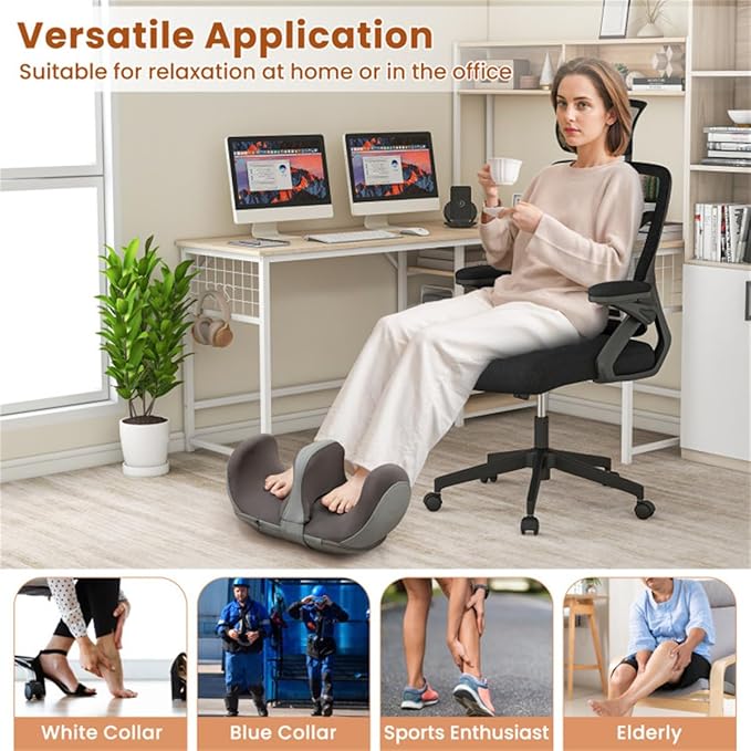 Foot Massager for Neuropathy with 3 Modes &amp 3 Intensities Electric Foot Calf Thigh Arm Massager for Plantar Fasciitis Neuropathy ReliefGift for Mom Day Valentine's Day (Grey-Removable Partition)