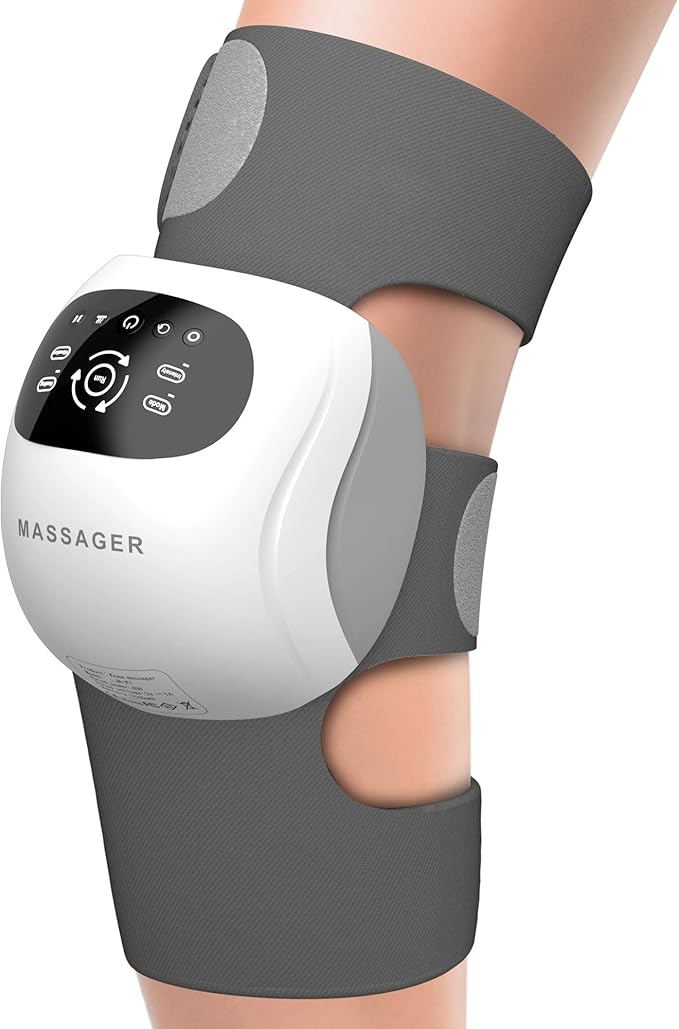 Wireless Knee Massager with Compression Heating and Vibration - Heated Knee Massager Relaxes Muscles and Relieves Knee Pain - Adjustable Intensity and Temperature Great Gift for Men and Women