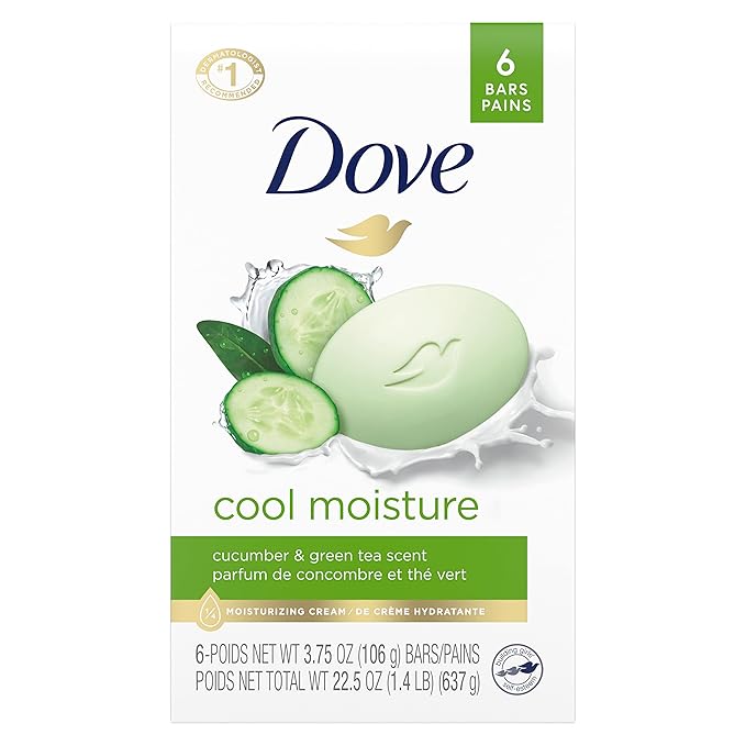 Dove Body Wash Deep Moisture 30.6oz Cucumber Green Tea Beauty Bar 6 Bars 3.75oz Bundle