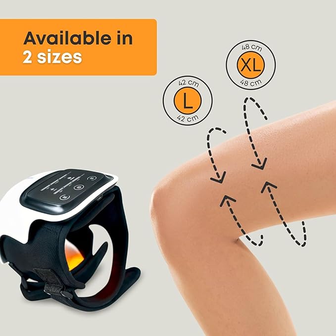 Careella Advanced Wireless XL Knee Massager with Bag – Heated &amp Rechargeable Pad with Smart Vibration Adjustable Brace &amp Gentle Light – Cordless Comfort Device for Knees &amp Joints – Portab