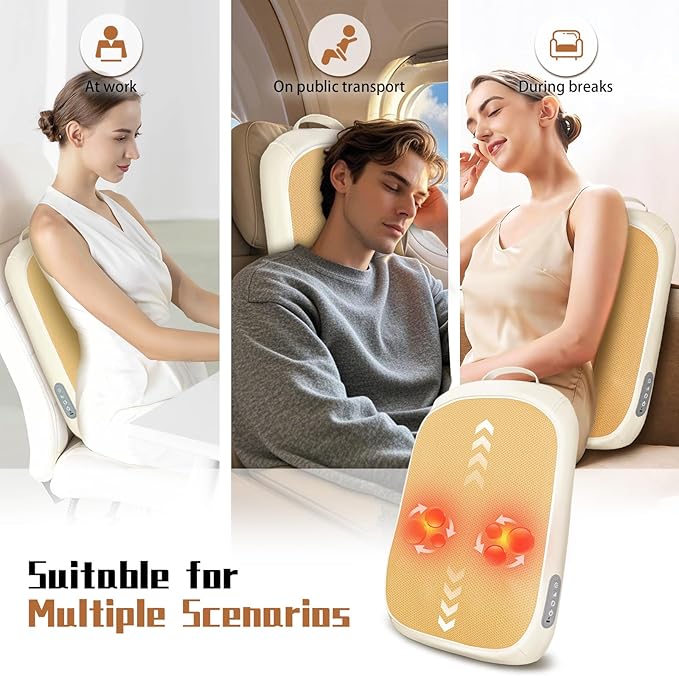 Shiatsu Back and Neck Massager for Pain Relief Deep Tissue Up and Down Rolling Back Massager with Heat Cordless Kneading Massage for Office Home Car Birthday Gifts for Women Men Mom Dad