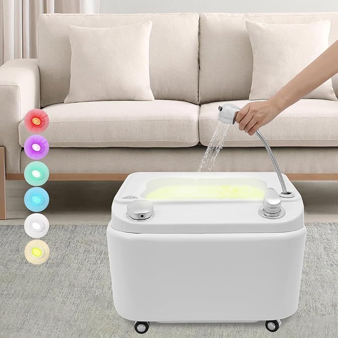 Foot Spa Tub Electric Foot Bath Pedicure Foot Spa with 7 LED Light Colors Portable Acrylic Foot Bath Massager for Relaxation and Stress Relief 110V/60Hz 22.44 * 22.44 * 18.9 inch