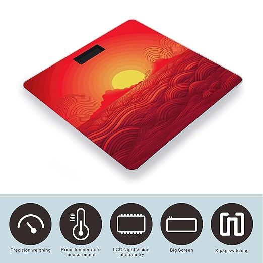 Red Sunrise Bathroom Scale for Body Weight 400 Lb Weight Scale with High Precision Sensors Tempered Glass Highly Accurate Digital Weighing Machine for People