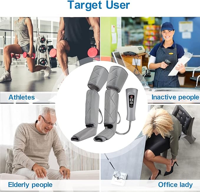 Leg Massager for Circulation - Foot and Calf Massager Air Compression Leg Wraps Massage Boots Machine for Home Use Leg Massage - scd Machine for Calf Thigh and Foot Massager FSA or HSA Eligible