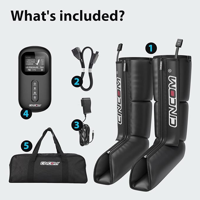 CINCOM Leg Massager for Circulation and Pain Relief Air Compression Boots Helpful for Relaxation Swelling and Edema Athletes Recovery