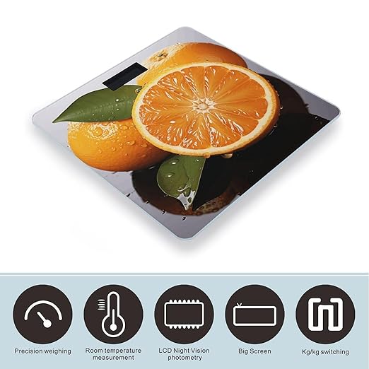 Orange Scale for Body Weight Precision Bathroom Weighing Scales with Back Lit LCD Display Sturdy Tempered Glass Body Weight Scales Digital Bathroom Scale 400lb