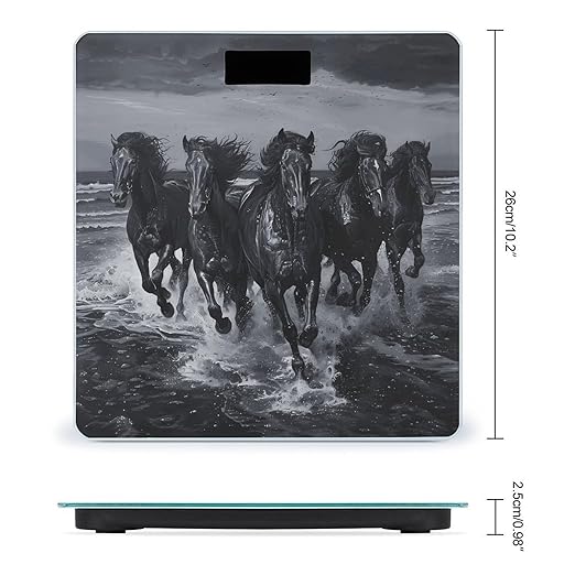 Running Black Horses Digital Bathroom Scale for Body Weight Weighing Scale with Backlit LCD Display High Precision Measurements &amp Measures Weight Up to 180kg