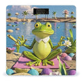 Funny Yoga Frog Bathroom Scale Automatic Power On/Off Body Scales LCD Backlight Display Square Digital Scale Rounded Corners Bathroom Scales for Home Bedrooms