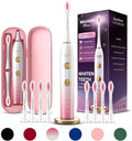 Wagner Stern WT8900 Series Electric Toothbrush – Whitening &amp Pressure Sensor 5 Modes 3 Intensities 8 Soft Brush Heads Rechargeable Travel Case Included