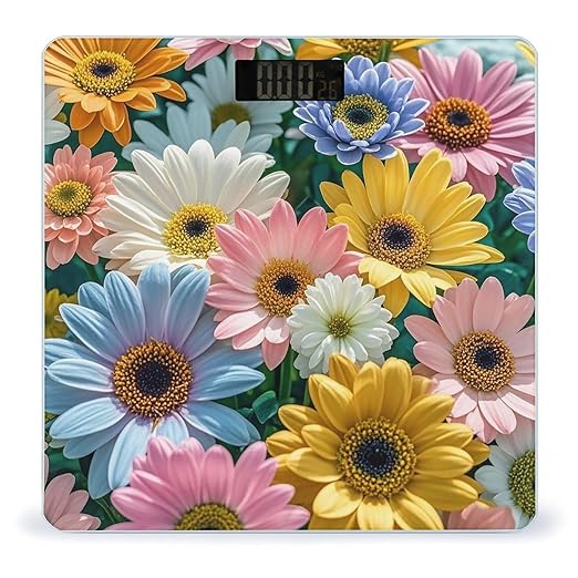 Flowers As Background Scale for Body Weight Smart Scales Digital Bathroom Scale High Precision Weighing Scales with Large Display Weighing Machine for People