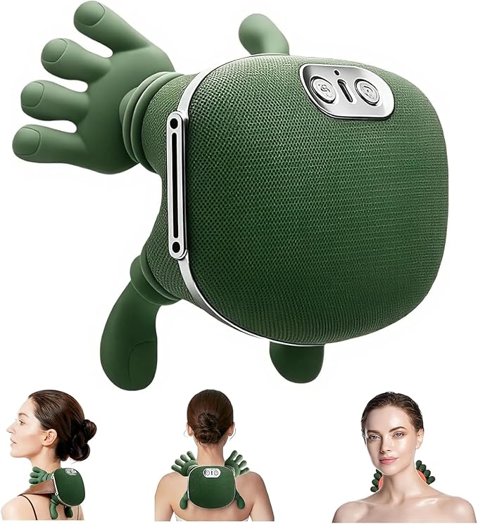 1PC Neck Massager with Heat - Neck and Back Shiatsu Massager for Relieve Fatigue Deep Tissue Portable Neck and Shoulder Massager for Home and Travel Green