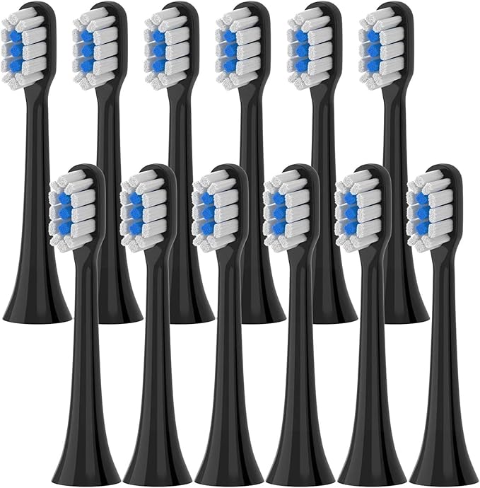 Replacement Brush HeadsCompatible for XiaomiMijia T301 T302 T501 /501CSonic Electric Toothbrush Head(T301-302-BK-12Pcs)