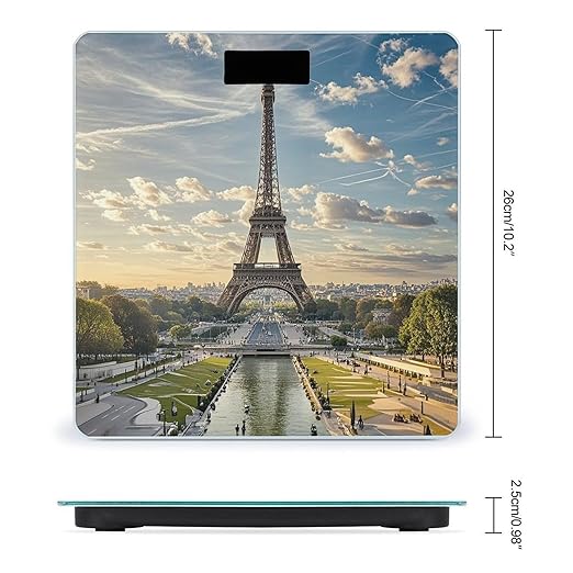 Eiffel Tower Paris Scale for Body Weight Highly Accurate Digital Bathroom Body Scale Digital Bathroom Scales for People Anti-Slip Large LCD Display Smart Scales