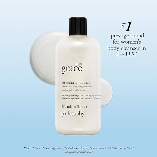 philosophy pure grace hydrating bath &amp shower gel - efficiently cleanses soothes &amp comforts dry skin - vegan &amp cruelty free formula