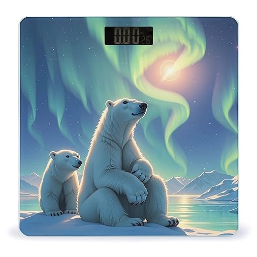 Polar Bears &amp Northern Lights Smart Scale for Body Weight Accurate Bathroom Scale with LED Display Digital Weight Scales Weighing Machine High Precision Scales for Bath Home