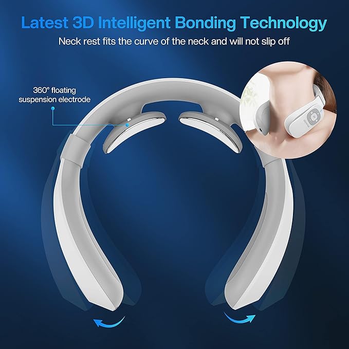 COMFIER Portable Heated Neck Massager EMS Intelligent Electric Neck Massager with Heat and 3D Electrode Pads for Women Men