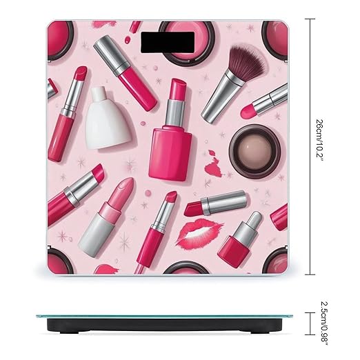 Automatic Switch Digital Bathroom Weighing Scale Smart Scale for Body Weight Modern Lady Girly Cosmetic Perfume Lipstick Pink