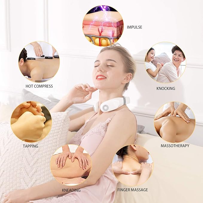 Neck Massager with Adjustable Heat Electric Massager 3 Massage Pads with Remote Control for Neck Pain Relief-Neck Stiff Circulation Device Alleviate Headache