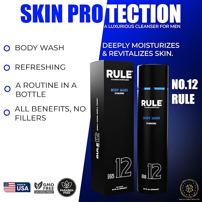 No.12 Body Wash Shower Gel for Men with Shea Butter Aloe Vera Chamomile and Coconut Oil for Skin Cleanse Hydration Revitalize &amp Restore Perfect for Daily Use 200 mL