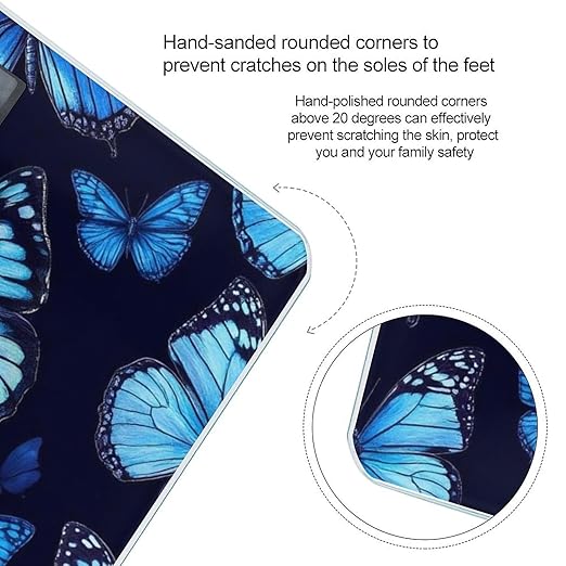 Digital Bathroom Weighing Scale Energy Saving Scale Smart Scale for Body Weight Beautiful Butterflies Blue Butterfly