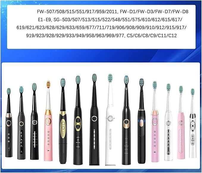 10Pcs Electric Toothbrush Replacement Heads Compatible for SG/FW 910/507/958/515/949/575/551(10pcs Black)