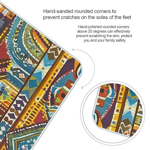 African Style Textile Pattern Scale for Body Weight Accurate Digital Bathroom Scale Toughened Glass High Precision Scales Smart Weight Scales with Large LCD Backlight Display Weighing Machine