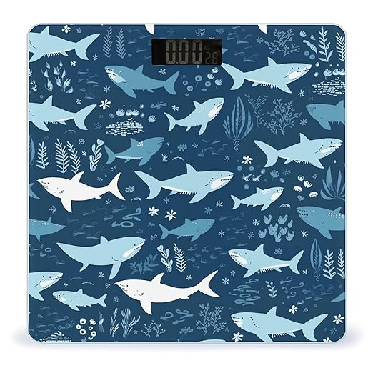 Sharksm Bathroom Scale Automatic Power On/Off Body Scales LCD Backlight Display Square Digital Scale Rounded Corners Bathroom Scales for Home Bedrooms
