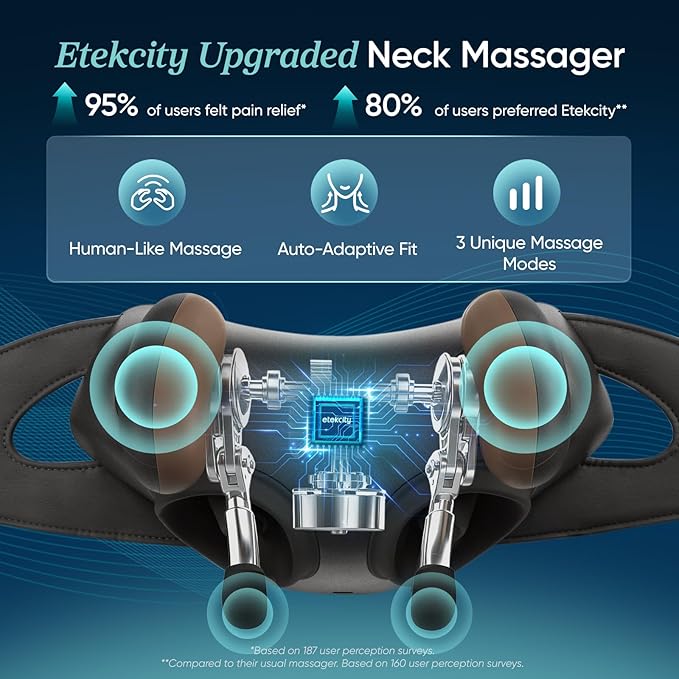 Etekcity FSA Eligible Cordless Neck Massager for Pain Relief Deep Tissue Shiatsu Shoulder Massager with Heat Massage Tools for Trapezius Lymphatic Drainage Relaxation Therapy HSA Items Cadeo