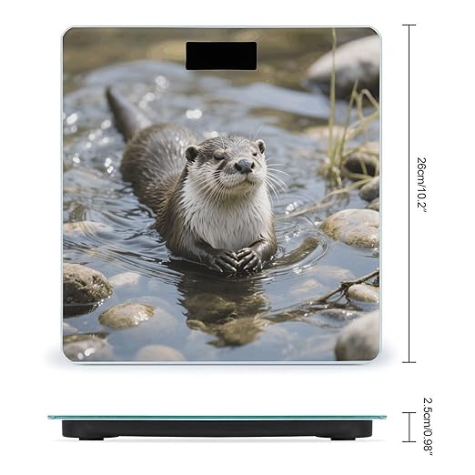Cute Otter Weight Scale Large Digital Bathroom Scales with Bright LED Display Non Slip Digital Scale and Step On Fashion Weighing Machine for Body