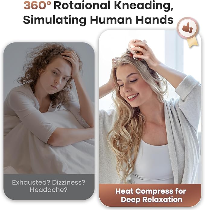 arboleaf Heated Scalp Massager Head Massager Scalp Stress Relax Hair Massager with Heat Cordless Kneading Massage Cat Massager Gift for Mom Dad