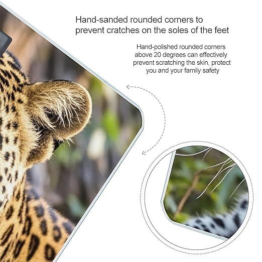 African Animal Leopard Scale for Body Weight Accurate Digital Bathroom Scale Toughened Glass High Precision Scales Smart Weight Scales with Large LCD Backlight Display Weighing Machine
