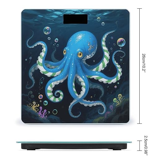 Digital Bathroom Scale for Body Weight Scale with Bright LCD Display High Accuracy Step-On Technology Auto On/Off Blue Octopus Digital Scales 400 Lbs /180kg