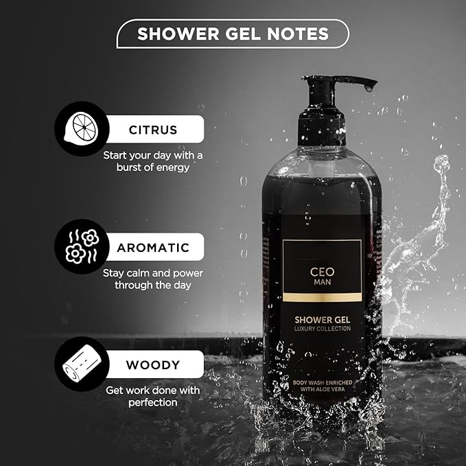BVita Luxury CEO MAN Body Wash Refreshing Shower Gel for Deep Cleansing Hydrating &amp Moisturising Skin with Aloe Vera &amp Charcoal Powder 500 Ml