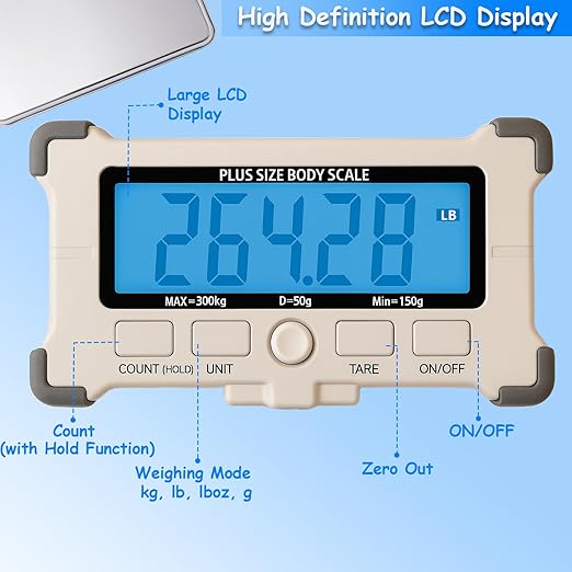 King Mills Extra Wide Heavy Duty Scale for Body Weight 300kg/660 Lb Bariatric Scale with Easy to Read External Digital DisplayGift for Plus Size Person Over 500lbs
