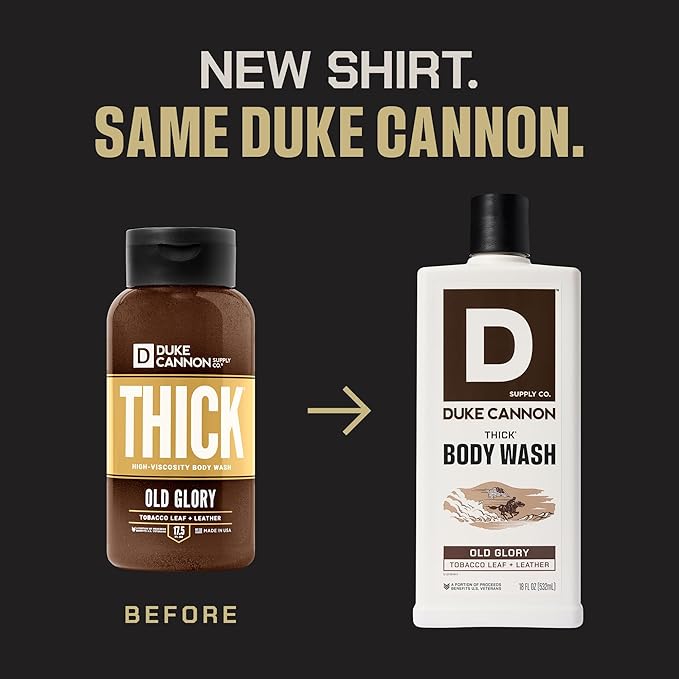 Duke Cannon Supply Co. Thick High-Viscosity Body Wash for Men Smells Like Old Glory - Plant-Based Thickeners Superior Lather Natural Exfoliate 17.5 oz. (3 Pack)
