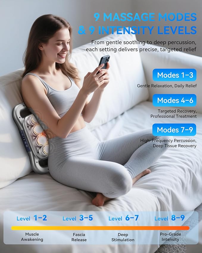 16-Head Massage Gun Set Deep Tissue Percussion Massager with 9 Modes &amp 9 Intensities Handheld Muscle Massager for Muscle Pain Relief in Back Legs Shoulders Foot