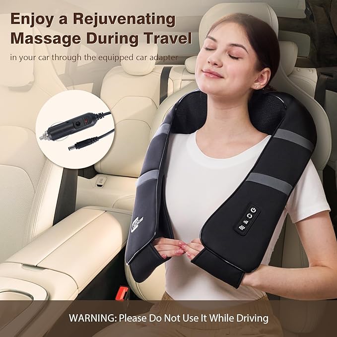 Neck Massager with Heat - Back and Neck Massager for Pain Relief Deep Tissue Shiatsu Kneading Massage Pillow Neck and Shoulder Massager Gifts for Men Women Mom Dad (Not Cordless)