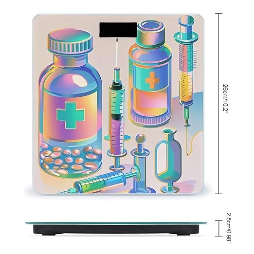 Gradient Medical Items Pattern Weight Scale Highly Accurate Digital Weighing Scale with Large LCD Display Smart Bathroom Scales for Home Bedrooms and Gift Giving