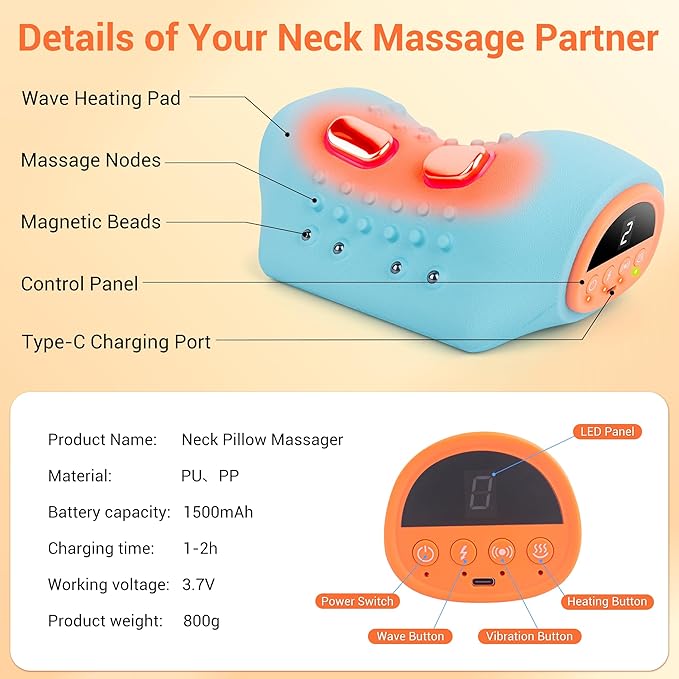 Upgraded Neck Massager 2026 Neck and Shoulder Massager with Heat Stretcher Vibration Portable Cervical Traction Device Neck Massagers for Pain Relief Deep Tissue