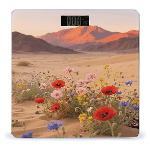 Desert Daisies Weight Scale Large Digital Bathroom Scales with Bright LED Display Non Slip Digital Scale and Step On Fashion Weighing Machine for Body