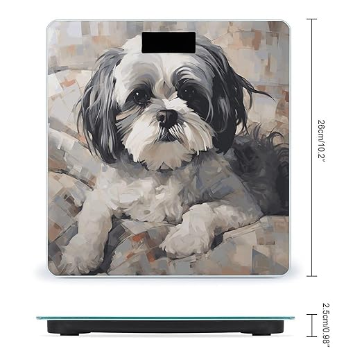 Shih Tzu Bathroom Scale Automatic Power On/Off Body Scales LCD Backlight Display Square Digital Scale Rounded Corners Bathroom Scales for Home Bedrooms