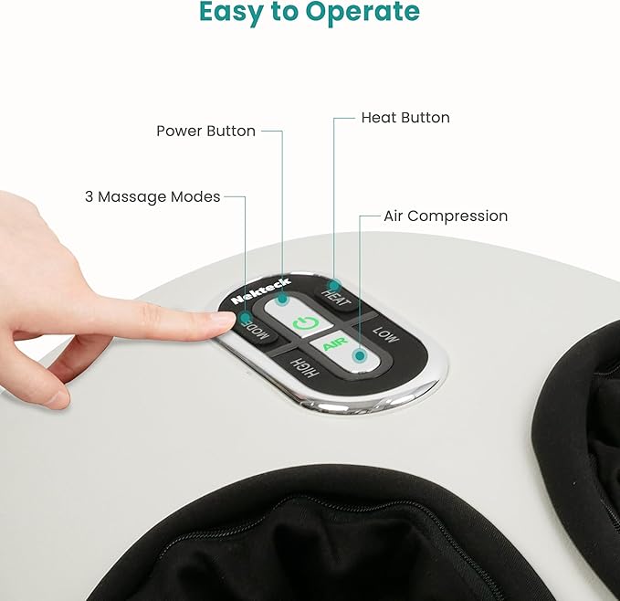 Nekteck Shiatsu Foot Massager Machine with Soothing Heat FSA Eligible Air Compression Deep Kneading Therapy HSA Massage Tools Improve Blood Circulation Foot Wellness Fits Size Up to US 13