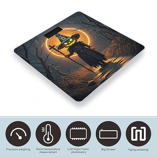 Pumpkin Monster Under The Moon Scale for Body Weight Highly Accurate Digital Bathroom Body Scale Digital Bathroom Scales for People Anti-Slip Large LCD Display Smart Scales