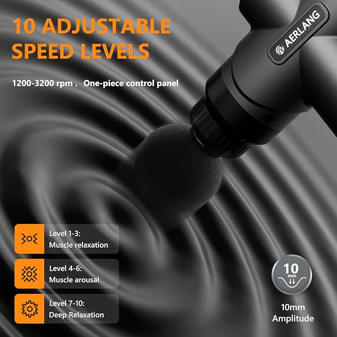 AERLANG Mini Massage GunMuscle Deep Tissue Massager Gun Handheld Percussion Back Massager Portable Quiet Massage Gun with Carry Case for Home Office Gym Gifts for Men Dad(Black)