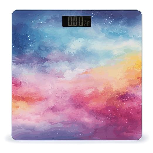 Digital Bathroom Scale for Body Weight Scale with Bright LCD Display High Accuracy Step-On Technology Auto On/Off Watercolor Background Digital Scales 400 Lbs /180kg
