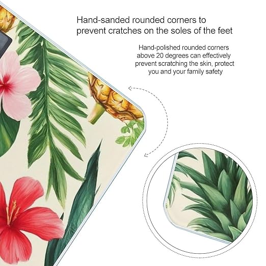 Automatic Switch Digital Bathroom Weighing Scale Smart Scale for Body Weight Tropical Flowers Vintage Pineapple