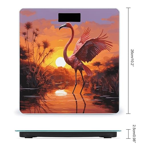 Pink Flamingo Sunset Bathroom ScaleHighly Accurate Digital Weighing Machine for People Bright LED Display Weight Scale for The Aldult Home Use