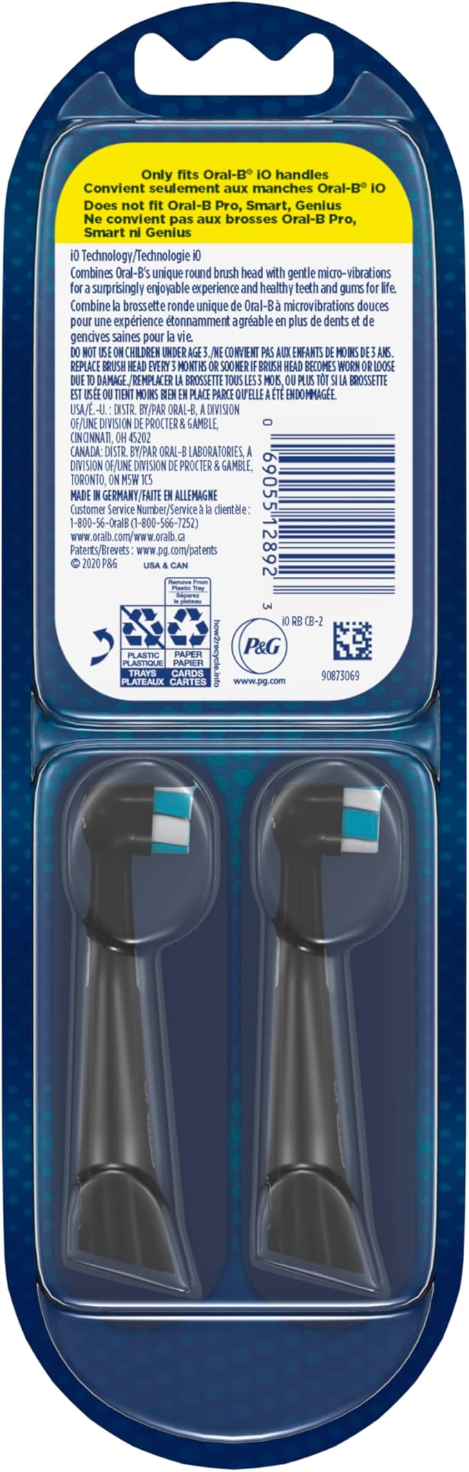 Oral-B iO Series Ultimate Clean Electric Toothbrush Replacement Brush Heads for an Oral-B Electric Toothbrush 2 Count Black